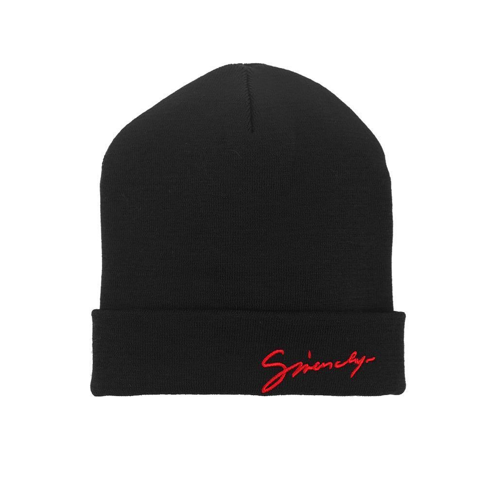 Givenchy Unisex Script Logo Wool Beanie Black Red - Year Zero LA