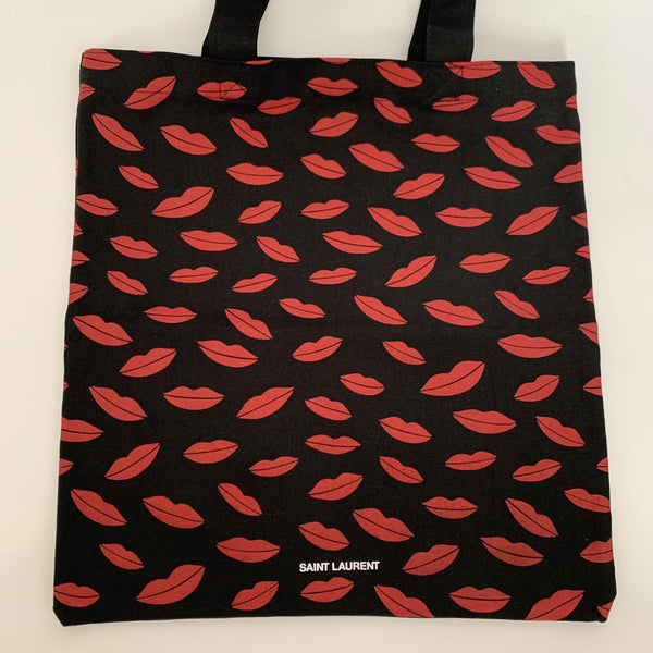 Saint Laurent Unisex Cotton Tote Bag 'Lips' Print - Year Zero LA
