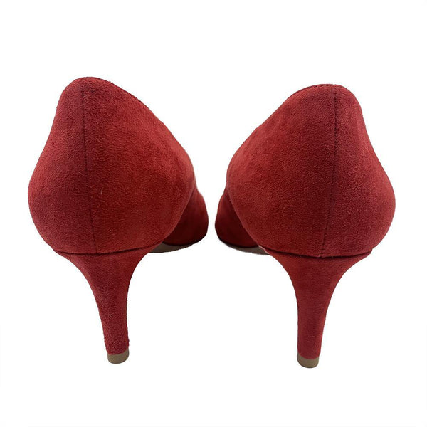 Valentino Women's Suede Rockstud Strappy Heels Red - Year Zero LA