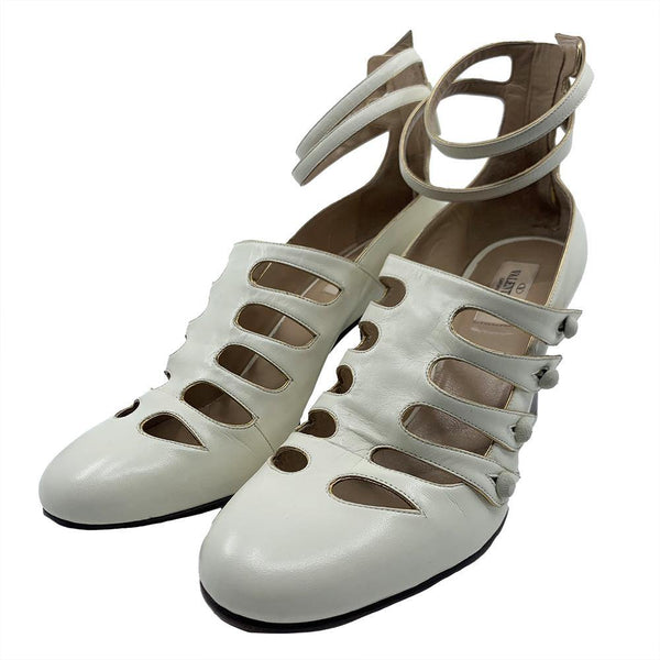Valentino Women's Leather Ankle Strap Gladiator Heel Cream - Year Zero LA