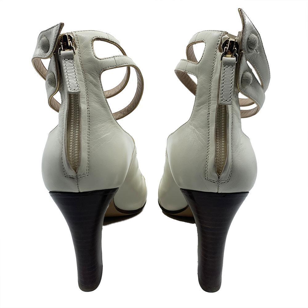 Valentino Women's Leather Ankle Strap Gladiator Heel Cream - Year Zero LA