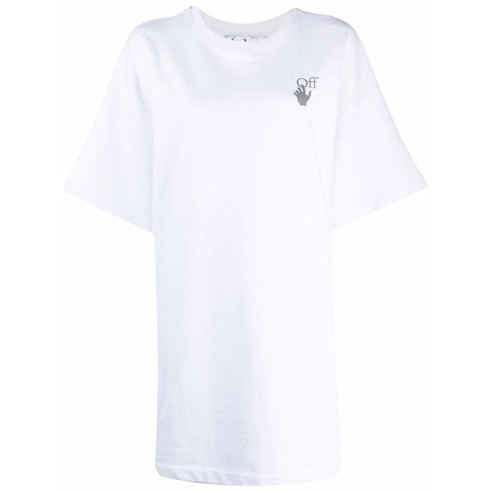 Off-White Women's Chine Floral Arrows Snap Cotton T-Shirt Dress White