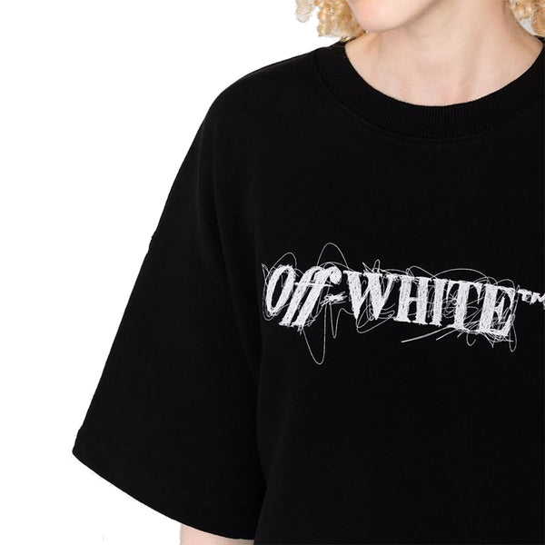 Off-White Women's Pen Logo Snap T-Shirt Dress Black