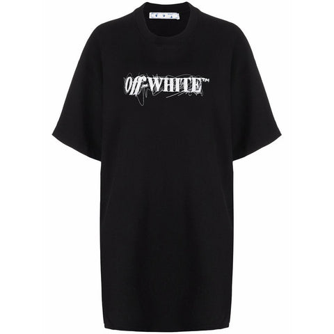 Off-White Women's Pen Logo Snap T-Shirt Dress Black