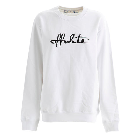 Off-White Women's Cotton Script Logo Sweatshirt White
