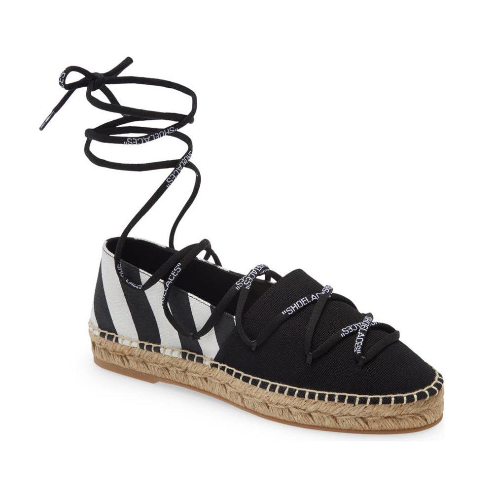 Off-White Women's Cotton Leather Espadrilles Black White