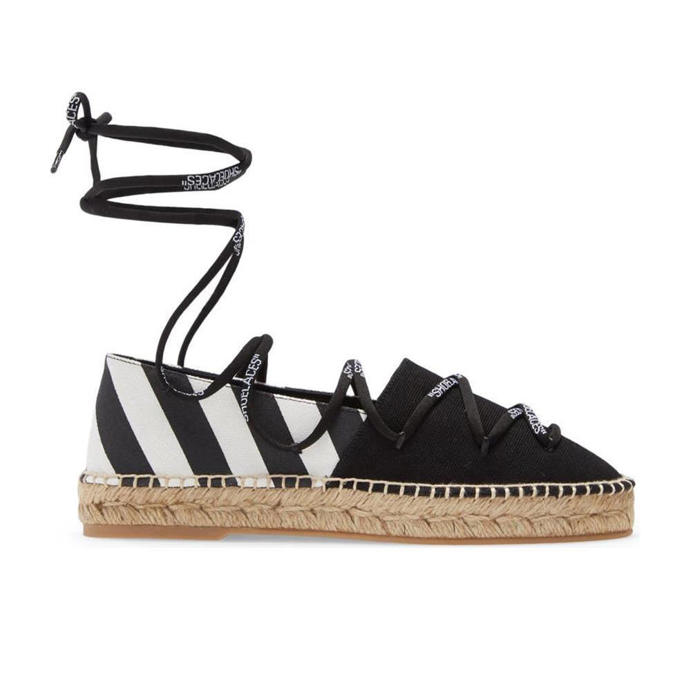 Off-White Women's Cotton Leather Espadrilles Black White
