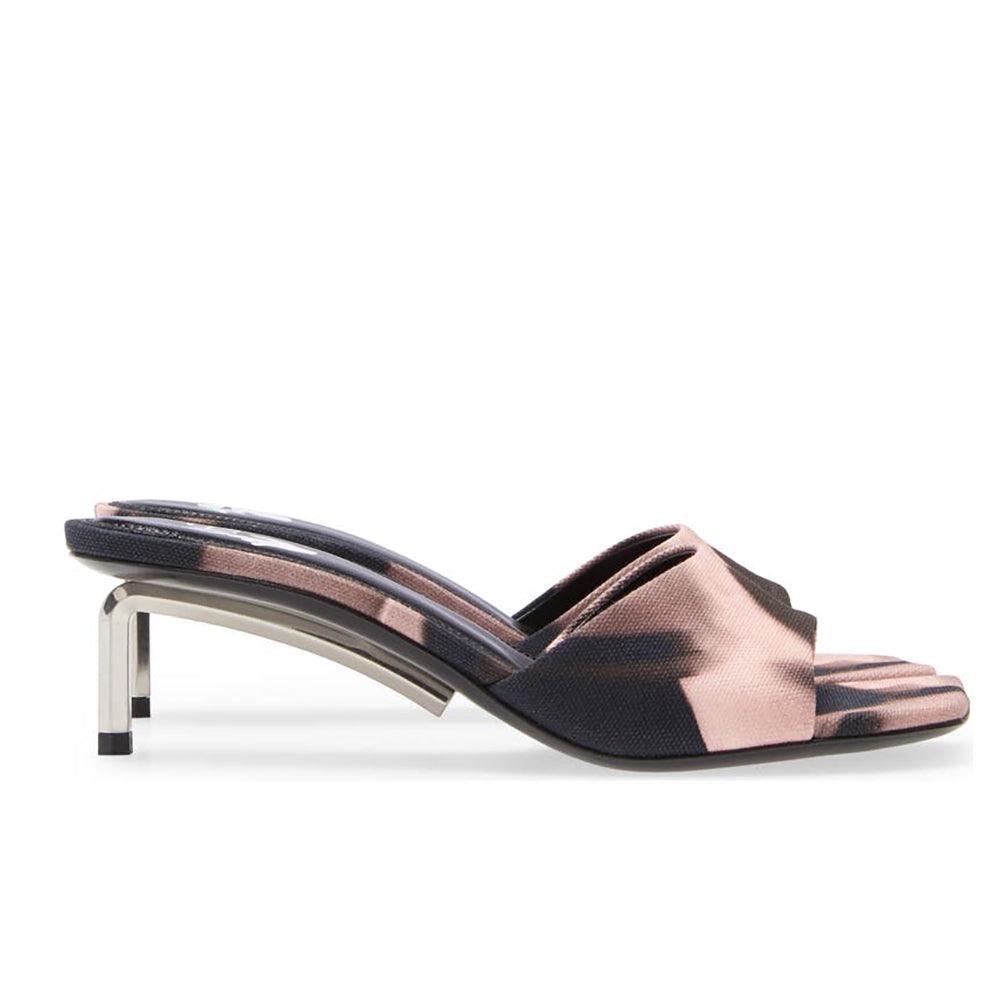 Off-White Women's Allen Liquid Melt 50mm Square Toe Sandal Heel Black Pink