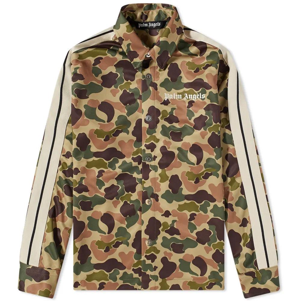Palm Angels Men's Polyester Camouflage Track Shirt Green