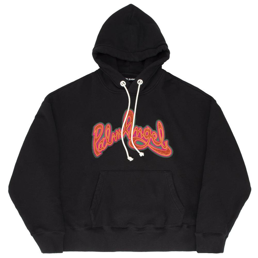 Palm Angels Men's Cotton Seasonal Logo Hoodie Sweatshirt Black