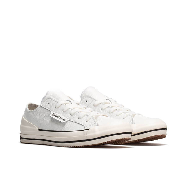 Palm Angels Women's New Low Leather Vulcanized Sneakers White