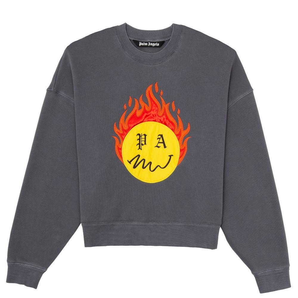 Palm Angels Men's Cotton Burning Head Sweatshirt Grey - Year Zero LA