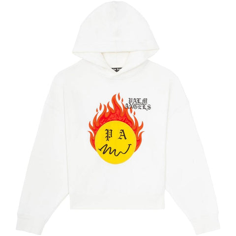 Palm Angels Men's Cotton Burning Head Hoodie Sweatshirt White - Year Zero LA