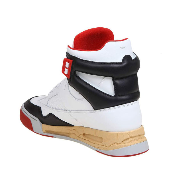Maison Margiela Men's Deadstock Basket High Top Leather Sneaker White Red