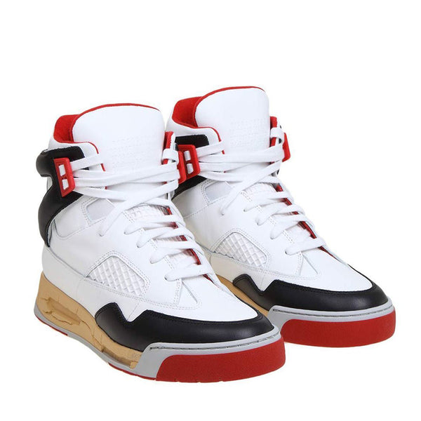 Maison Margiela Men's Deadstock Basket High Top Leather Sneaker White Red