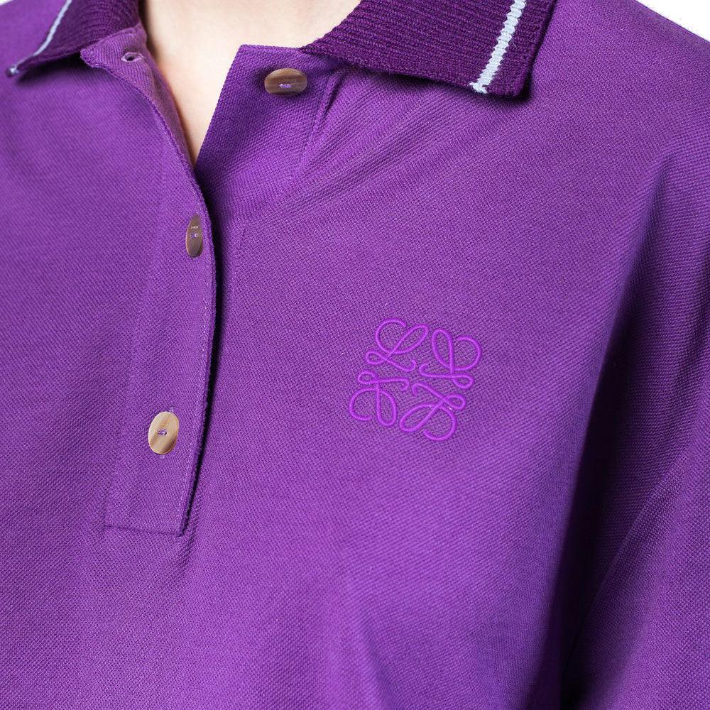 Loewe Women's Cashmere Cotton Oversized Polo Shirt Purple