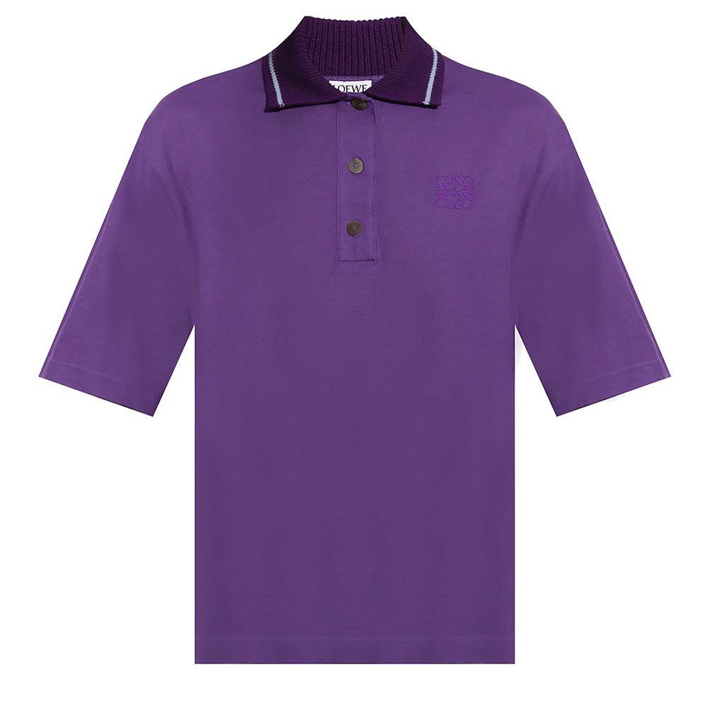 Loewe Women's Cashmere Cotton Oversized Polo Shirt Purple