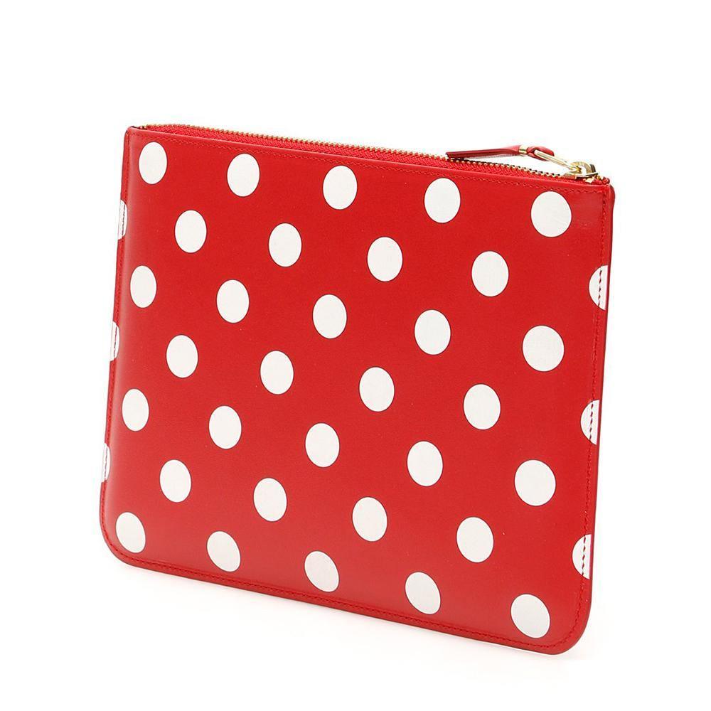 Comme Des Garcons Unisex Polka Dot Leather Wallet Clutch Red - Year Zero LA