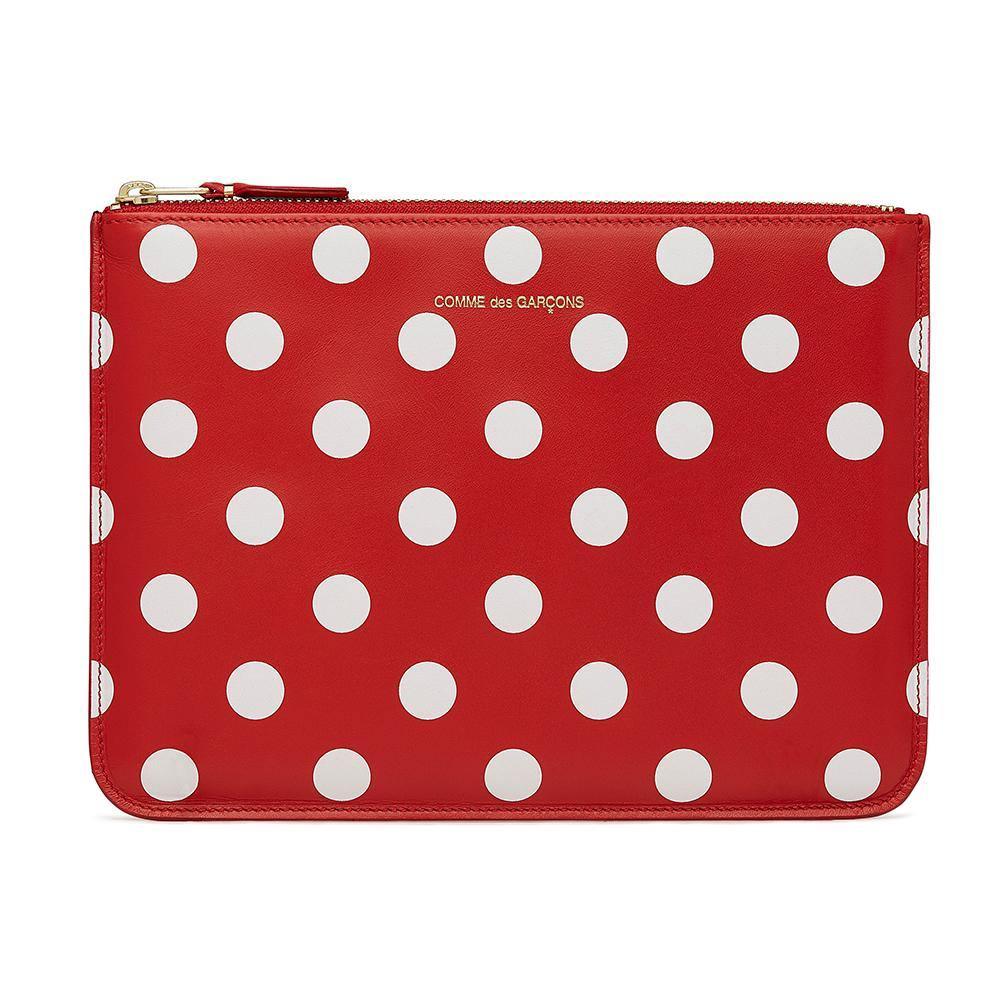 Comme Des Garcons Unisex Polka Dot Leather Wallet Clutch Red - Year Zero LA