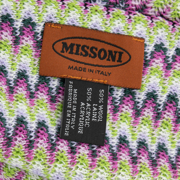 Missoni Women's Wool Zig-Zag Checkered Scarf Shawl Sarong Wrap White Green Pink Black