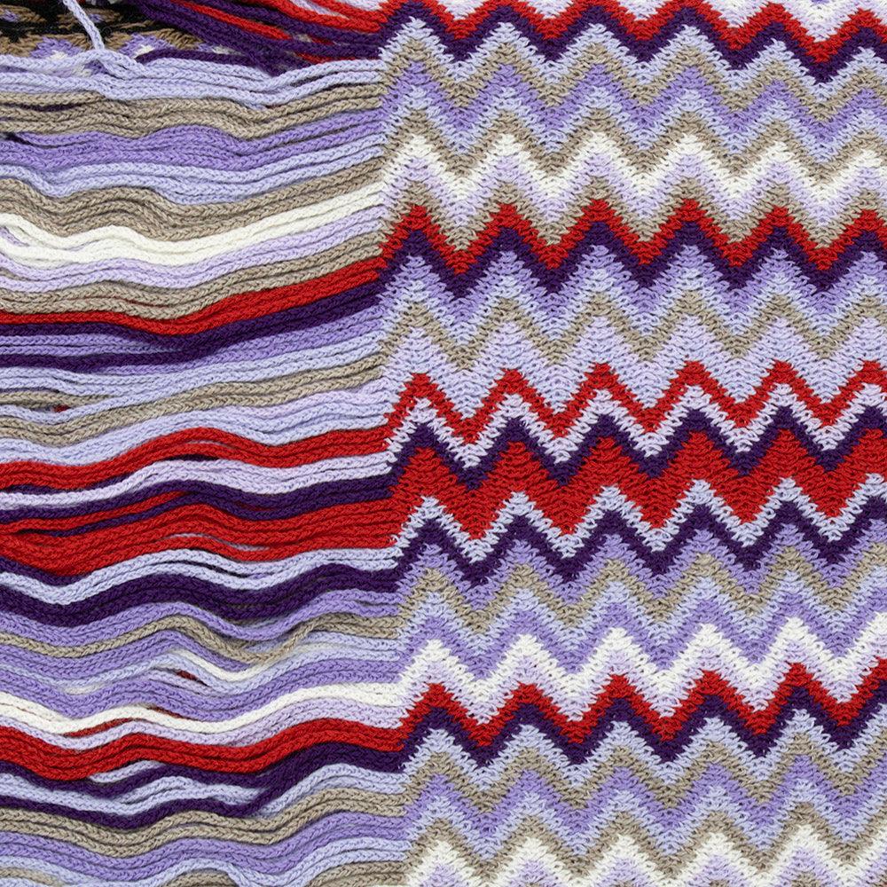 Missoni Women's Wool Zig-Zag Scarf Shawl Sarong Wrap White Purple Red
