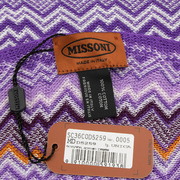 Missoni Women's Cotton Zig-Zag Scarf Shawl Sarong Wrap Purple Orange