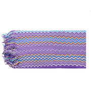Missoni Women's Cotton Zig-Zag Checkered Scarf Shawl Sarong Wrap Purple Lavender