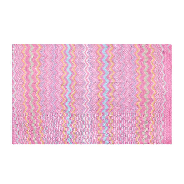 Missoni Women's Cotton Zig-Zag Checkered Scarf Shawl Sarong Wrap Light Pink Blue