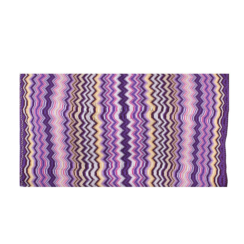 Missoni Women's Cotton Zig-Zag Scarf Shawl Sarong Wrap Purple Beige