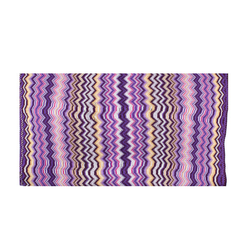 Missoni Women's Cotton Zig-Zag Scarf Shawl Sarong Wrap Purple Beige