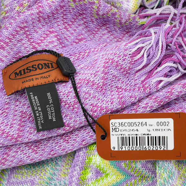 Missoni Women's Cotton Zig-Zag Scarf Shawl Sarong Wrap Pink Green