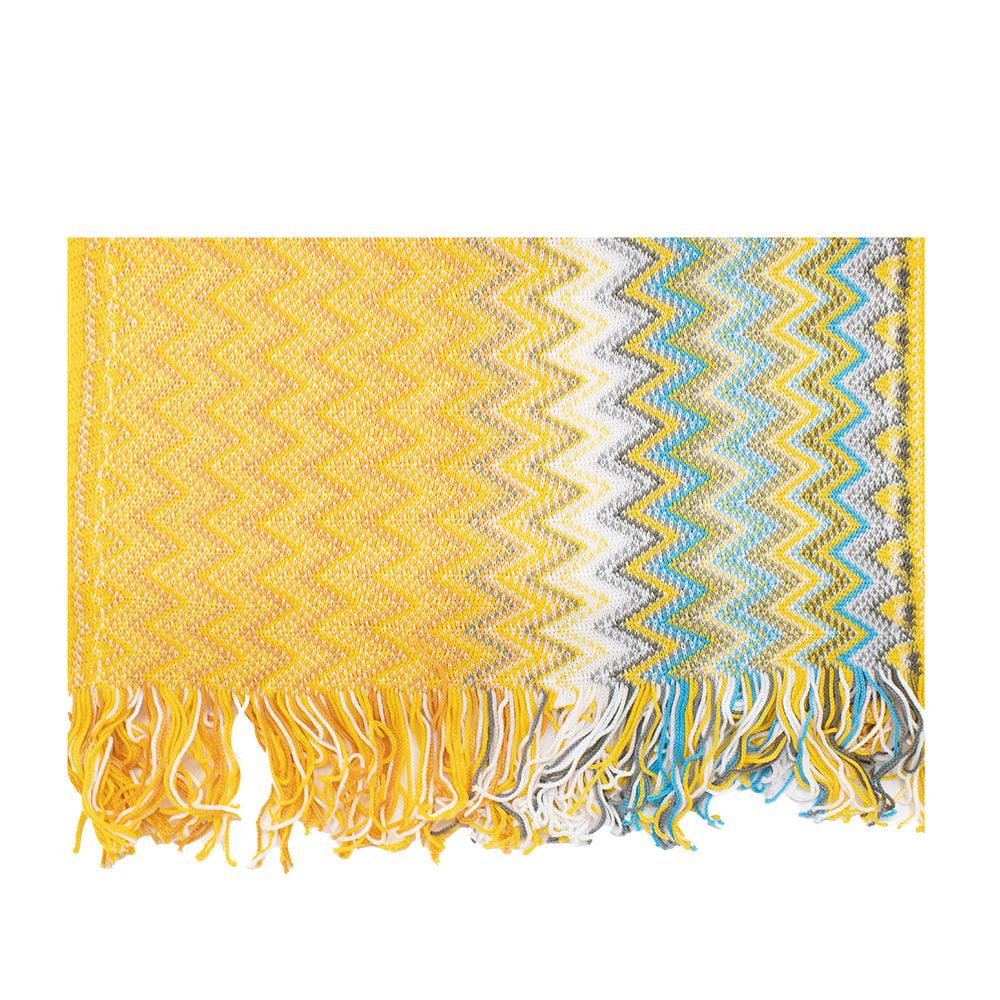 Missoni Women's Cotton Zig-Zag Scarf Shawl Sarong Wrap Yellow Blue