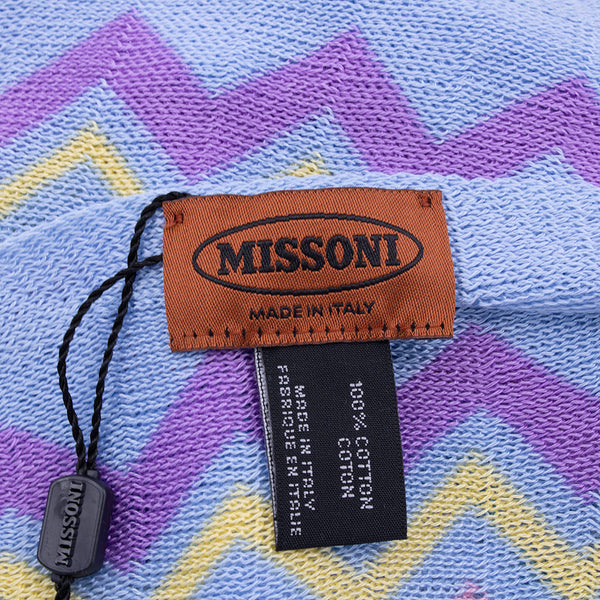 Missoni Women's Cotton Zig-Zag Scarf Shawl Sarong Wrap Pastel Blue Yellow