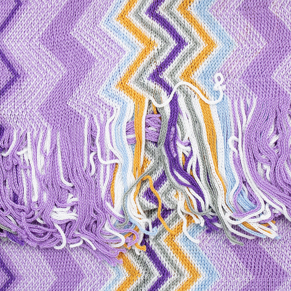 Missoni Women's Cotton Zig-Zag Scarf Shawl Sarong Wrap Purple Blue Orange