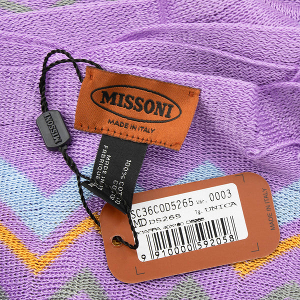 Missoni Women's Cotton Zig-Zag Scarf Shawl Sarong Wrap Purple Blue Orange