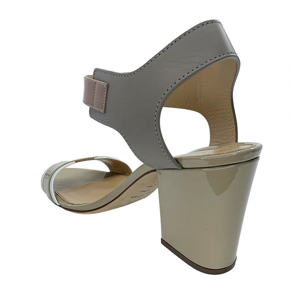 Sergio Rossi Women's Colorblock Leather Sandal Heel Beige - Year Zero LA