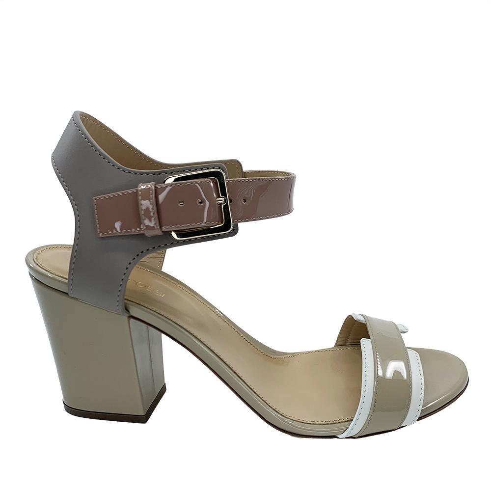 Sergio Rossi Women's Colorblock Leather Sandal Heel Beige - Year Zero LA