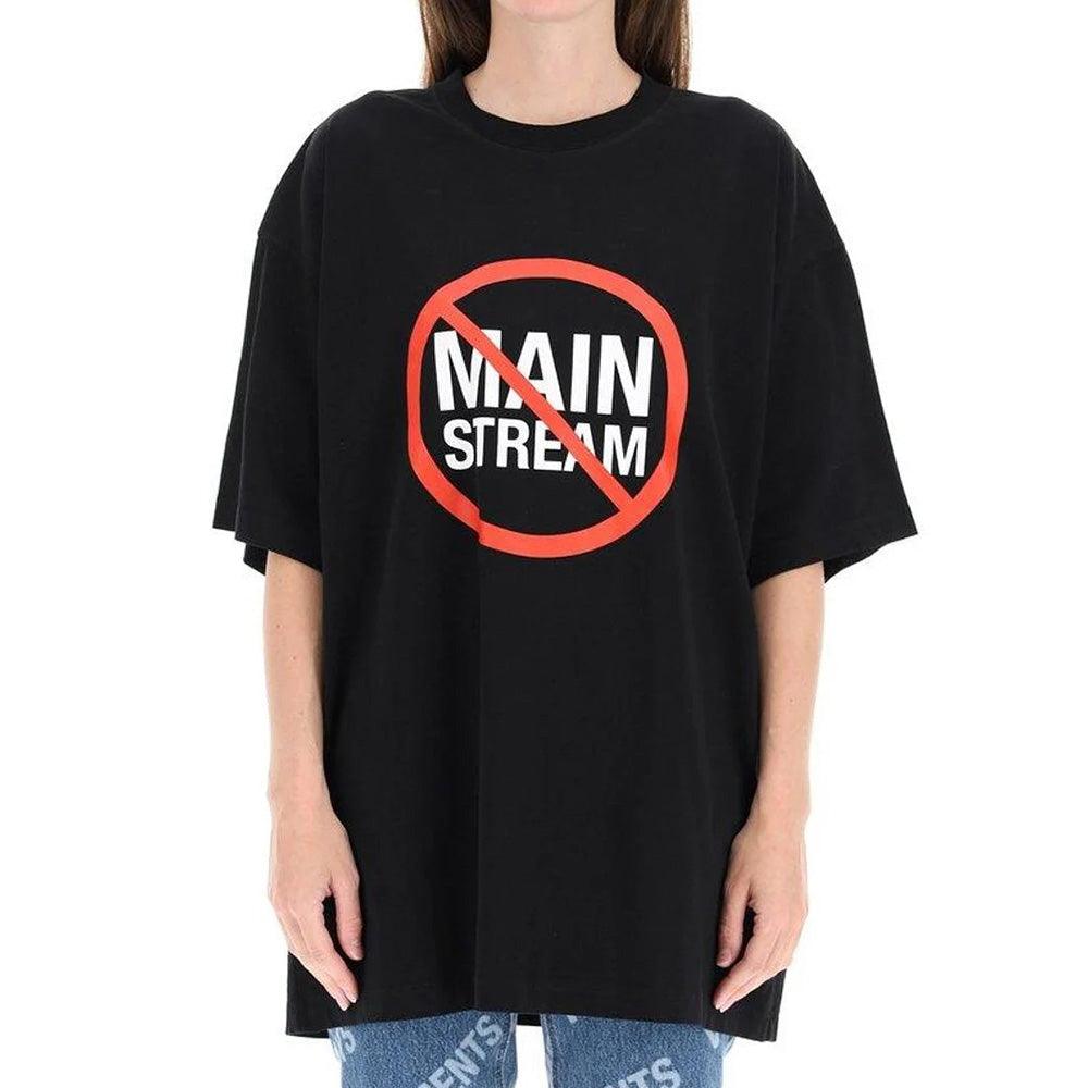 Vetements Unisex No Mainstream Cotton T-Shirt Black