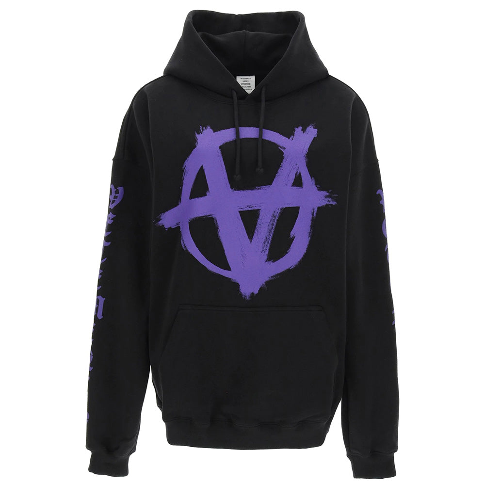 Vetements Women's Oversized Gothic Anarchy Cotton Sweatshirt Black Purple
