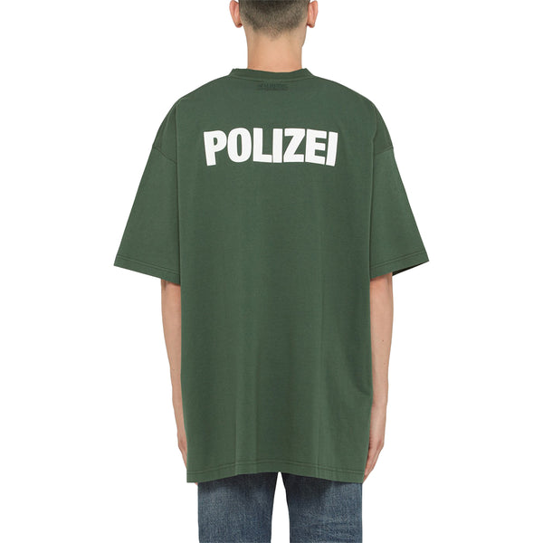 Vetements Unisex Cotton 'Polizei' T-Shirt in Forest Green