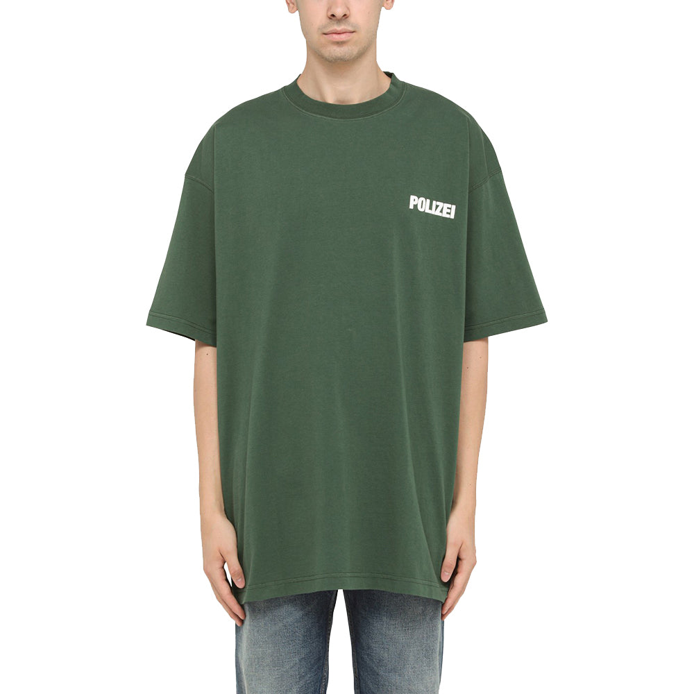 Vetements Unisex Cotton Polizei T Shirt in Forest Green Year