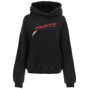 Alexander Wang Women's Classic Sweatshirt Hooodie with Lipstick Graphic in Black