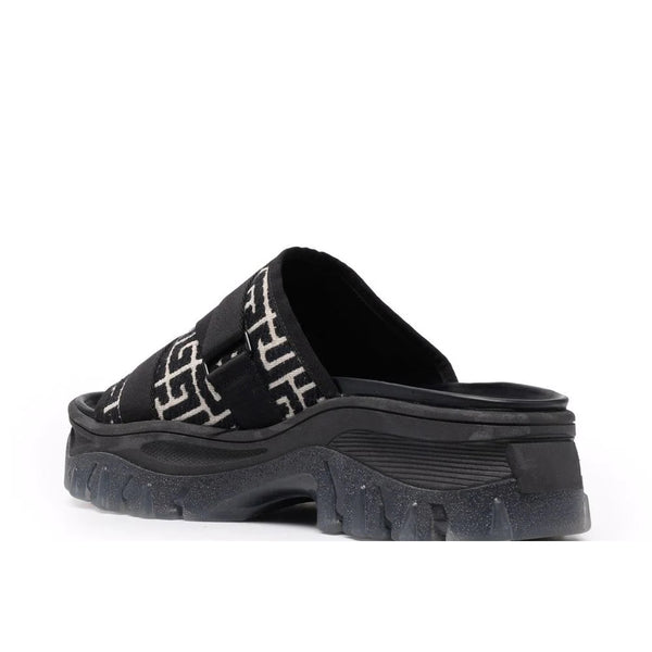 Balmain Men's Ulysse Monogram Slide Sandals in Black