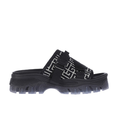 Balmain Men's Ulysse Monogram Slide Sandals in Black