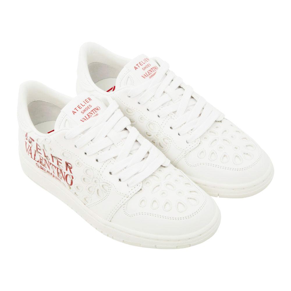 Valentino Garavani Women's Atelier San Gallo Leather Sneakers White
