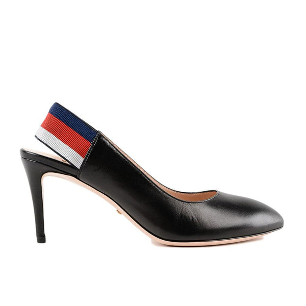 Gucci Women's Sylvie Web Leather Slingback Heels Pumps in