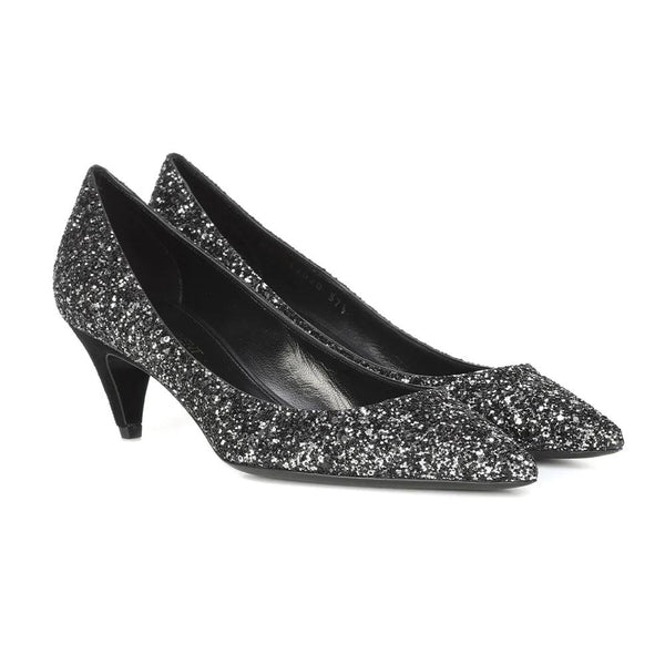 SAINT LAURENT 黒 キュロット Saint Laurent Women's Charlotte 55 Glitter Midnight Pump