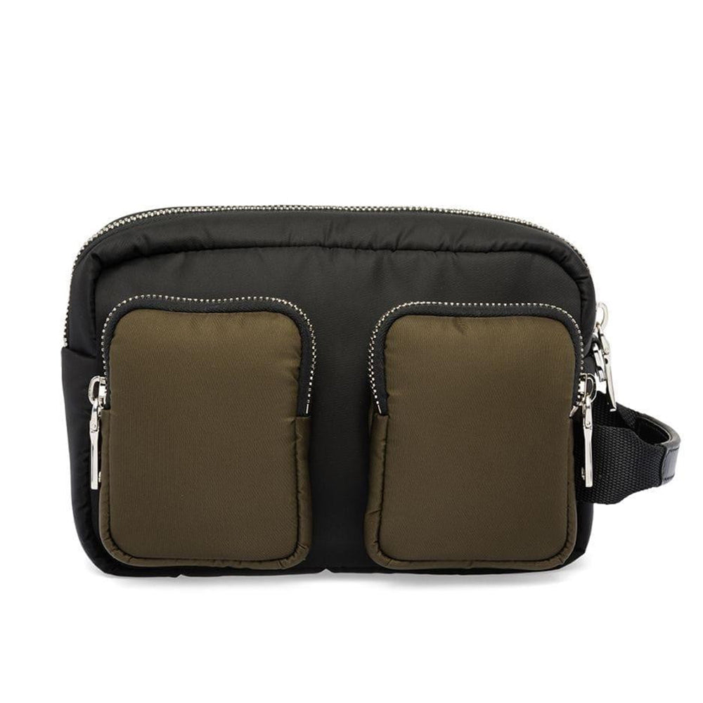 Prada Unisex Nylon Multi-Pocket Logo Clutch Bag Technical Fabric Black Green