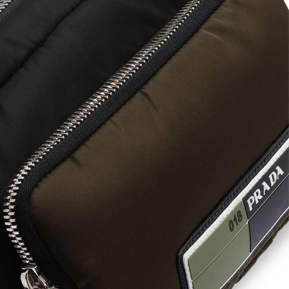 Prada Unisex Nylon Multi-Pocket Logo Clutch Bag Technical Fabric Black Green