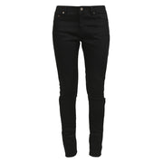 Saint Laurent Women's Coated Skinny Ripped Denim Jeans Black